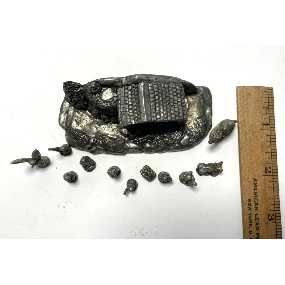 Pewter Nativity Scene Mini 12 Piece Set + Crèche‎ Holiday Tiny Decor Figurines